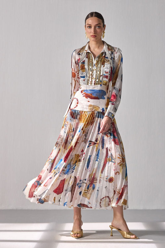 Bourbon Pleated Maxi Dress